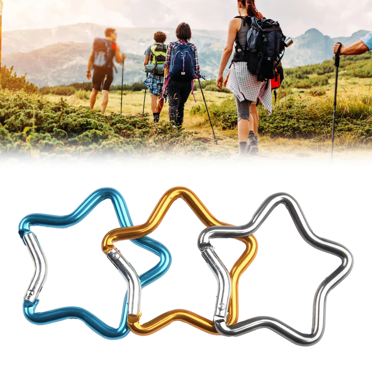 

3pcs Carabiner Multi-purpose Heart Carabiners Aluminum Alloy Random Color 48.5x48.5mm Climbing Camping Accessories