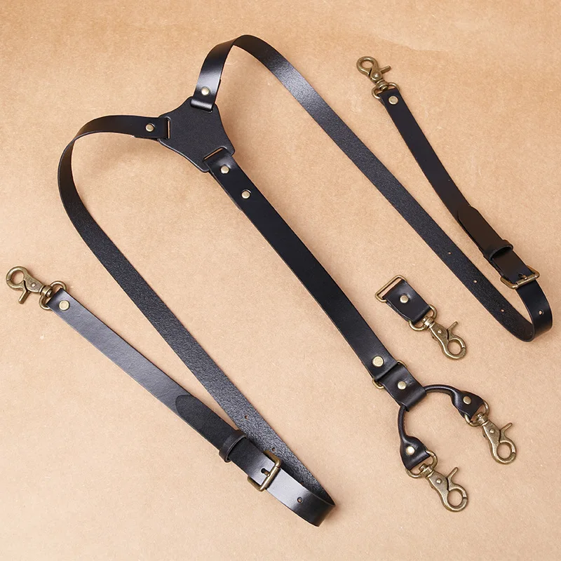 2*140Cm Wide Leather Suspenders Adjustable Suspenders Man For Pants Harness Man  Tactical Suspenders For Trousers Husband Braces