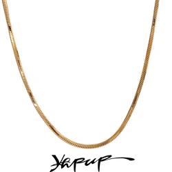 Yhpup 90+5cm New Square Exquisite Long Bling Chain Necklace 316L Stainless Steel Unisex Metal Waterproof Stylish Jewelry