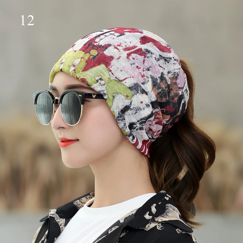 Women\'s Beanies Caps Printed Pullover Cap Chemotherapy Cap Pile Pile Cap Outdoor Hat Turban Cap Spring and Summer Breathable Cap