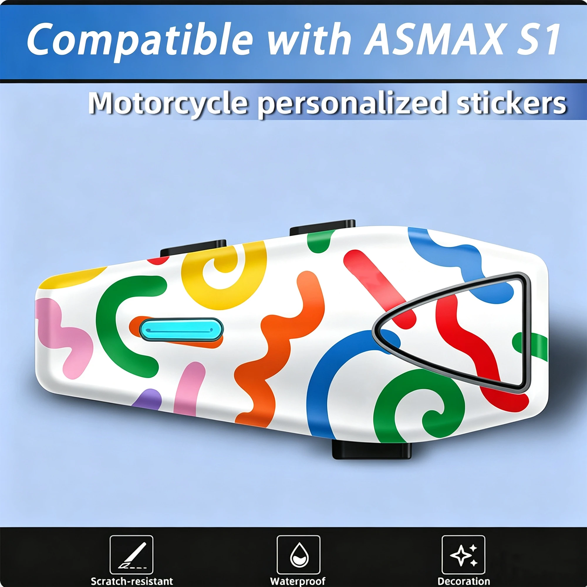 Decorative Stickers Compatible with the ASMAX S1 Motorcycle Bluetooth Headset: Stickers, Covers, Anti-Scratch Skins and Covers