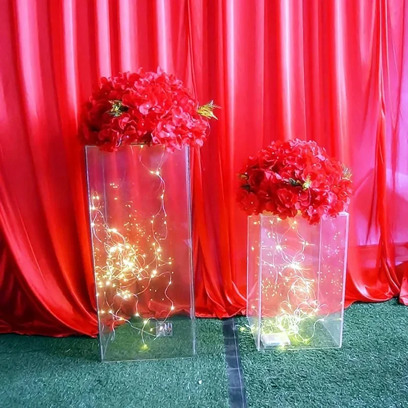 Customized Flower Display Stand Transparent Can Be Equipped With LED Lights Acrylic Cylinder For Weddings