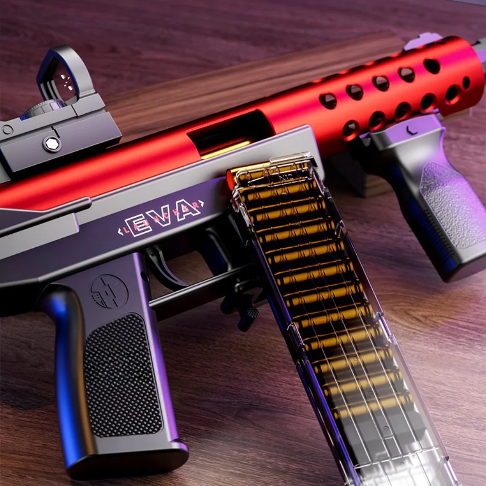 TEC9 Submachine Gun Toy Model Manually Loaded Shell Soft-Bullet Gun Can Be Fired Outdoor CS Shooting Game Christmas Gift