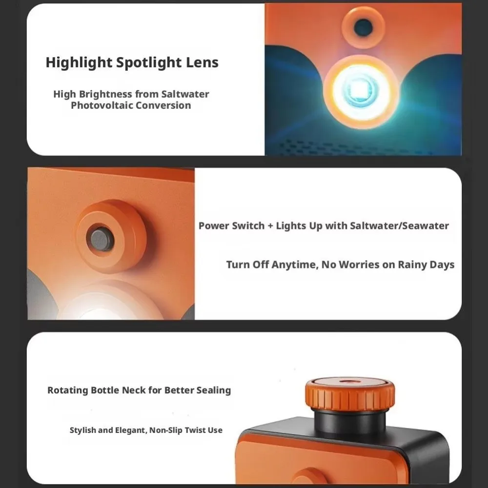 Salt Water Powered Saltwater Lamp No Charging No Battery Outdoor Emergency Lamp Portable Hiking Exploration Light