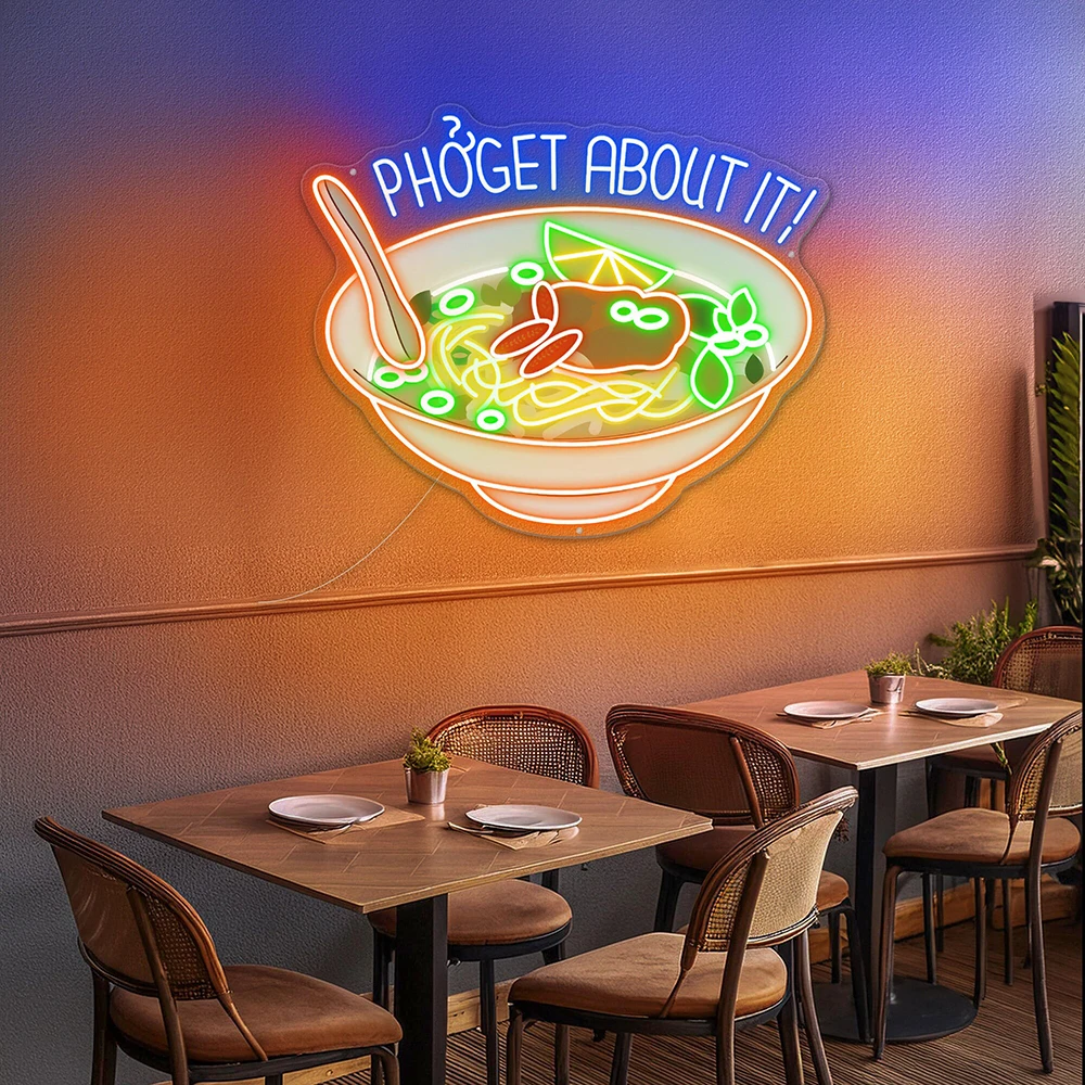 Pho Krijgen Over Het Neon Teken Vietnamese Restaurant Food Winkel Muur Decor Neon Bord Custom Business Neon Licht Keuken Decor Muur