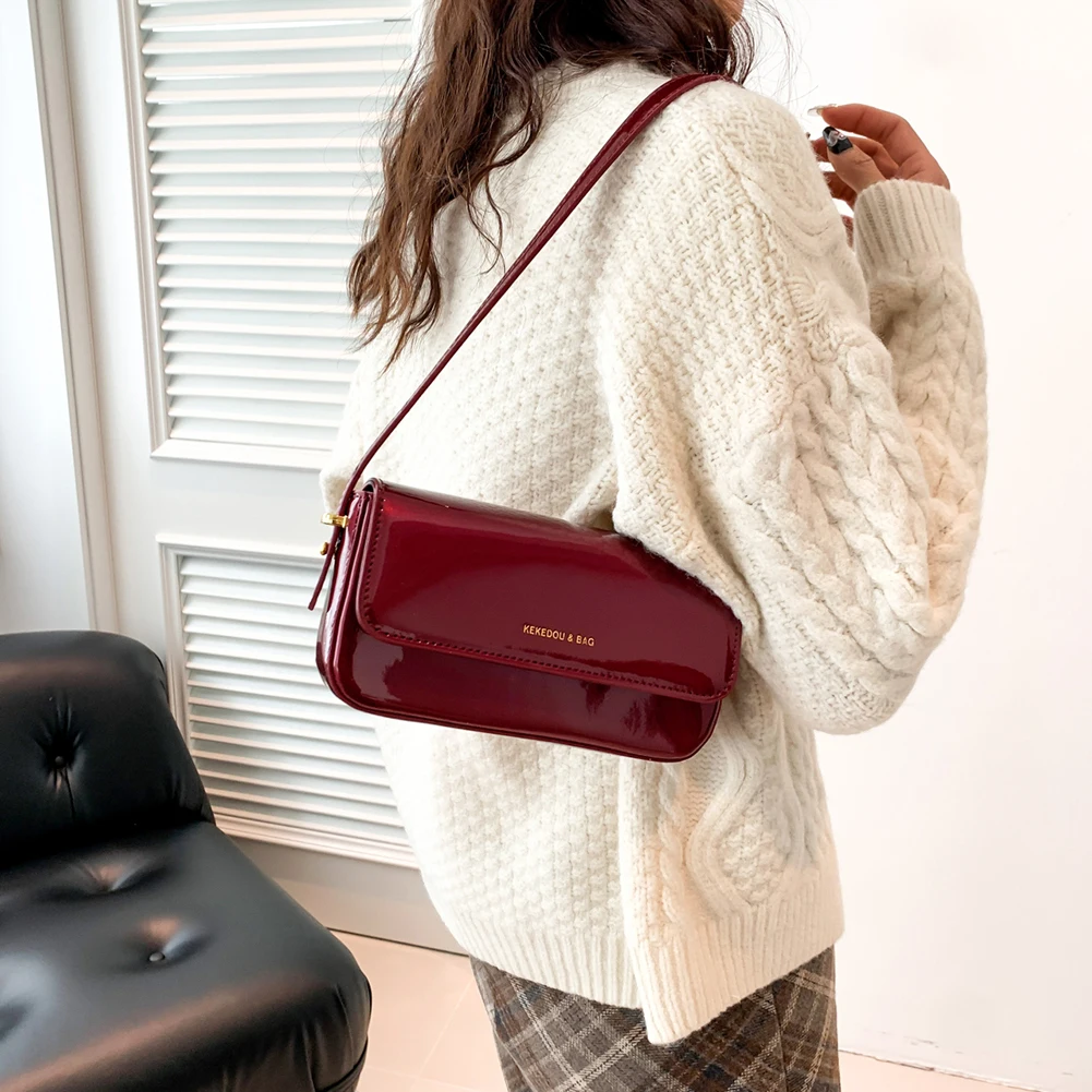 Exquisite Crossbody Bag Women PU Leather Small Squre Bag Korean Fashion Satchel Bag Solid Color Chic Single Shoulder Armpit Bag