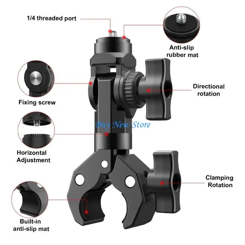 

20CE Secure Motorcycle Camera Clamp, Quick Release Handlebar Mount for Outdoor Action Nylon Fiber Constructions
