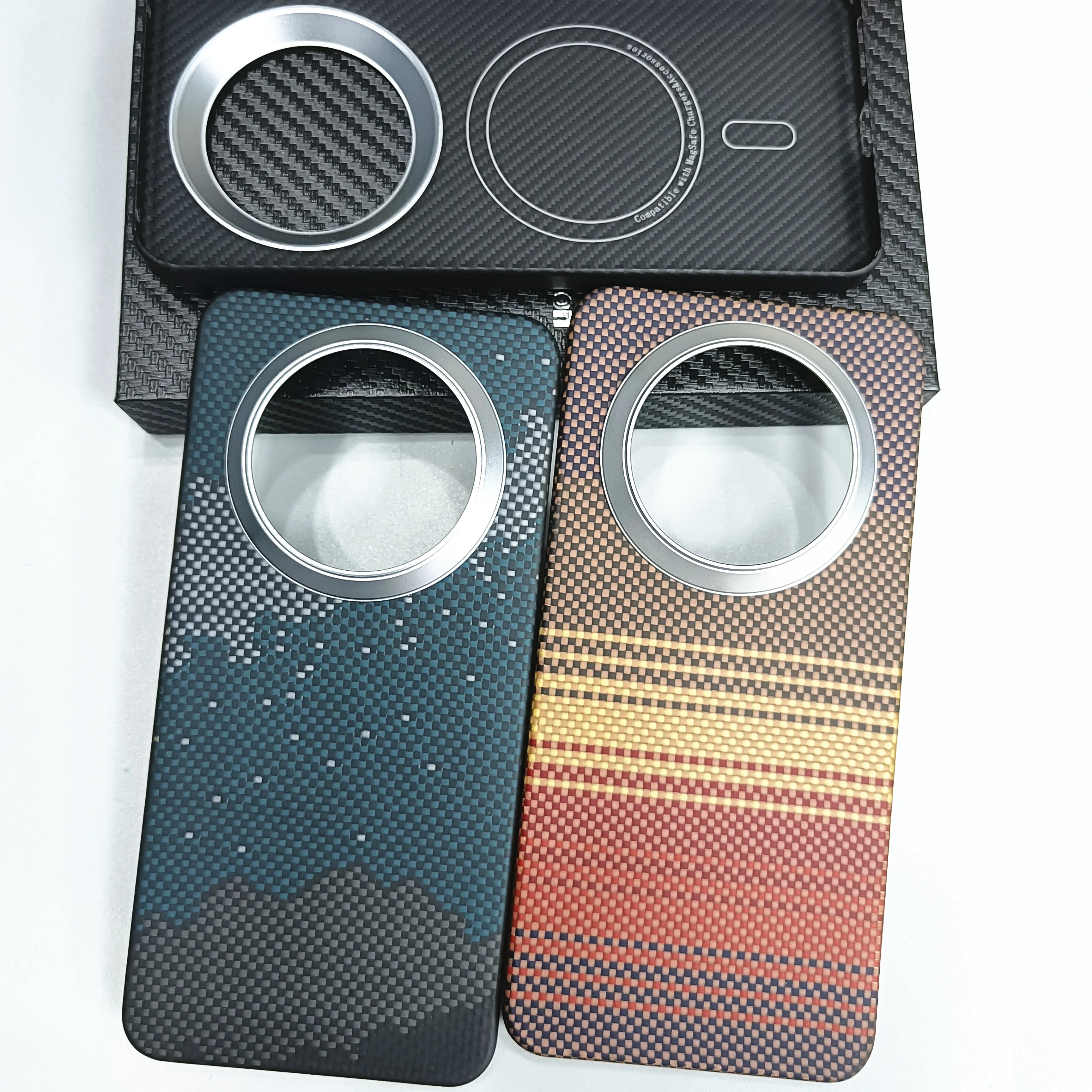 Genuine Aramid Carbon Fiber Magsafe Case For Huawei Mate 70 Pro + Braided Universe Starry Sky Sunset Thin Matte Hard Armor Cover