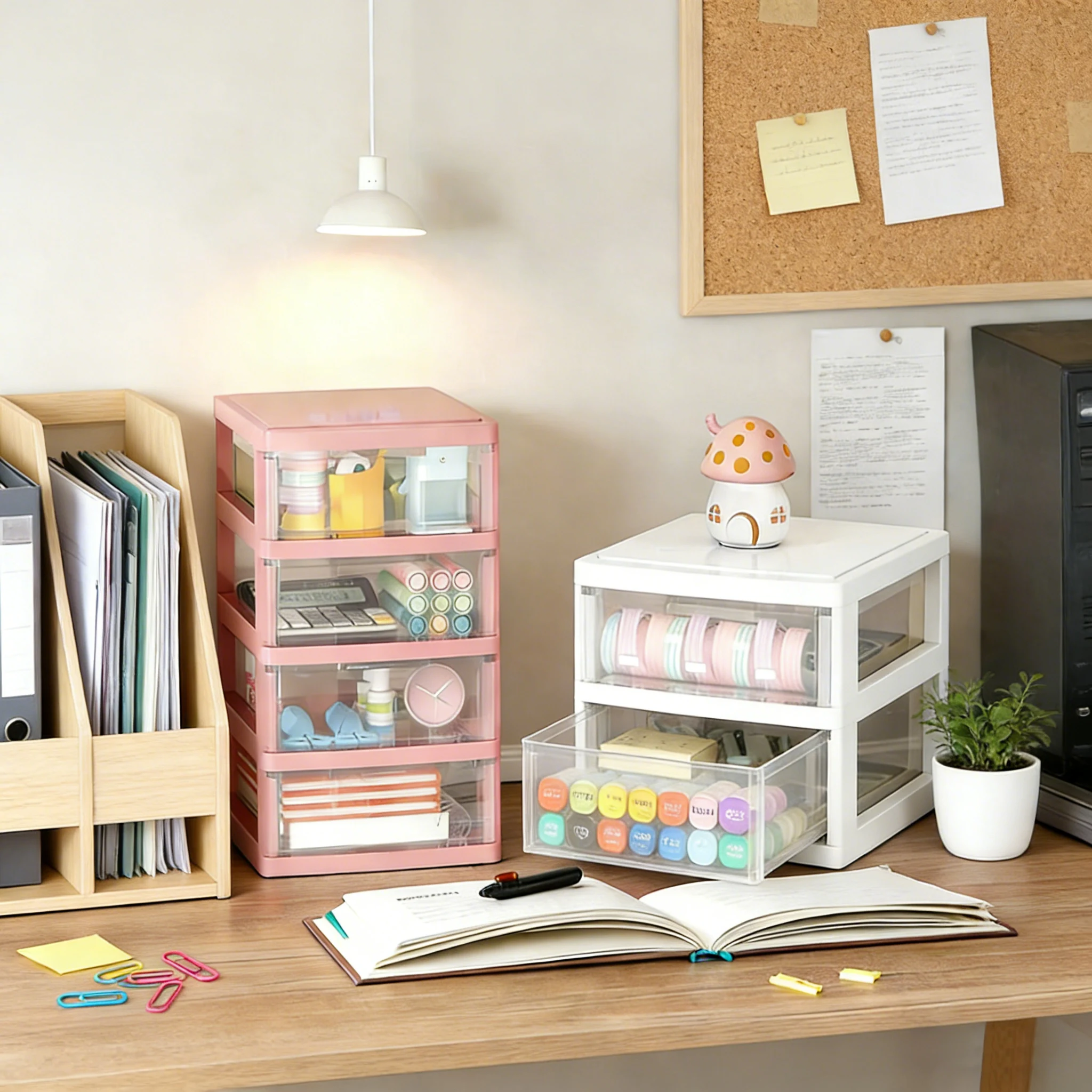 Desk Drawer Small - กล่องเก็บของบนโต๊ะทำงาน โปร่งใส ลิ้นชักเล็ก กล่องพลาสติกขนาดเล็ก กล่องเก็บของรูปกระต่าย กล่องจัดระเบียบเครื่องเขียน