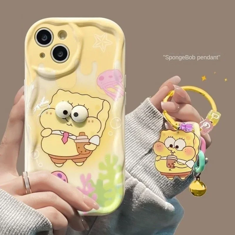 SpongeBob Patrick Star Cute 3D Case for IPhone 14 13 Pro 15 14 13 12 11 Pro Max XR Xsmax 15 Pro Max Cartoon Pendant Couple Cover