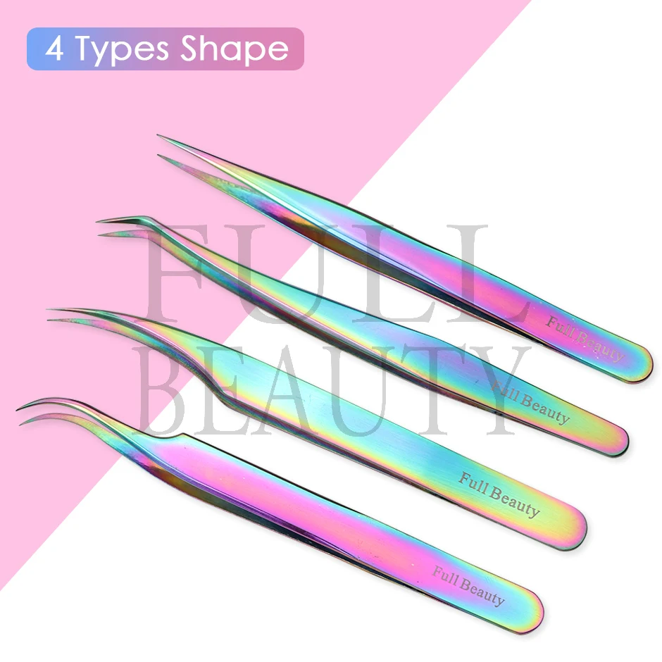 Chameleon Curved Straight Nails Art Tweezers Stainless Steel Eyelash Extension Forceps Makeup Beauty Nipper Care Tools CHFBT1-4