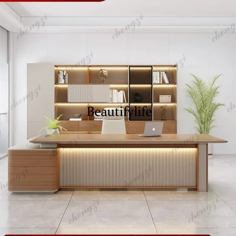 L181 High-end desk office boss table light luxury high-end sense simple modern president table combination