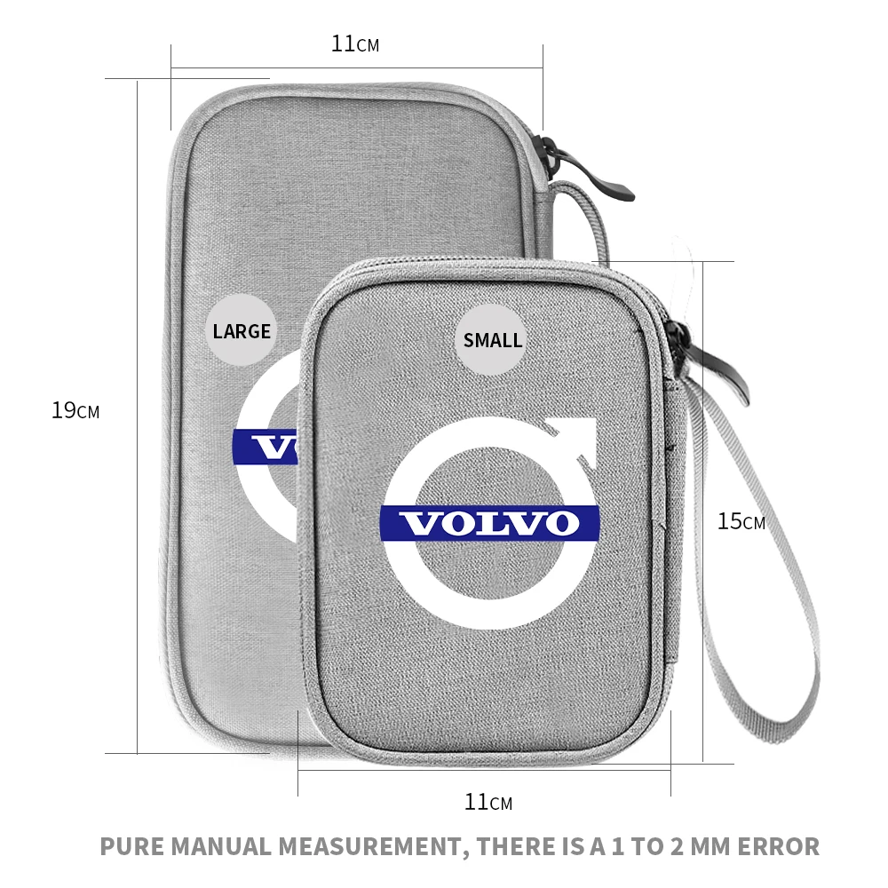 1PCS Portable Car Travel Storage Bag Car Emblem Keys Card Ticket Pouch For Volvo Rdesign C30 T6 S60 C70 XC70 V70 V60 V50 S80 S40