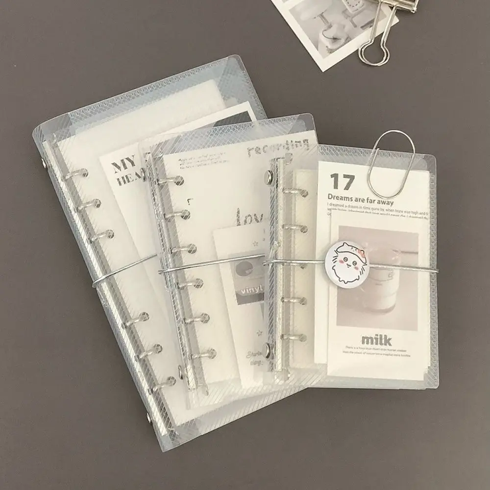 1Pcs New Diagonal Loose Leaf Notebook Cover PP Three Fold M5 A7 A6 Portable Mini Small Card Photo Storage Ledger