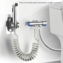 1 Set 304 Stainless Steel Wire Drawing Non-Punching Booster Toilet Spray Gun - Female Washing Device with Small Flower Sprinkler