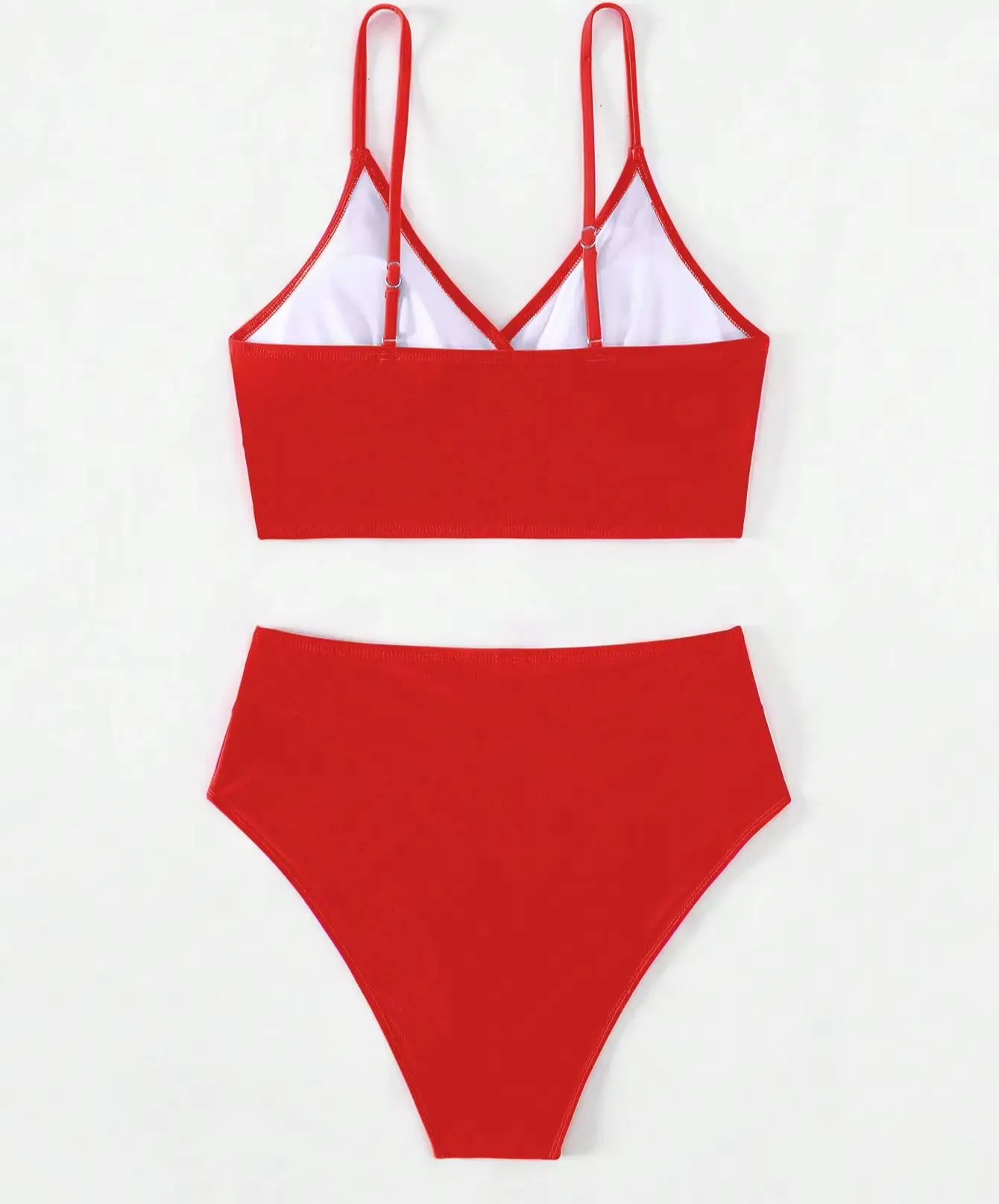 Sexy Cross Bikini Set Deep V-neck Plain Swimming Suit Fashion Cross High Waist Pants Sexy Bikini Suit
