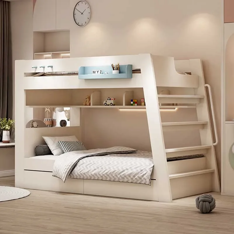 Children Bunk Beds Two Layer Solid Wood Frames Adult Bunk Modern Beds High Low Child Mother