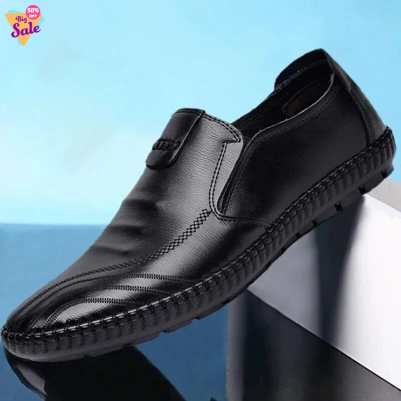 

Mens Leather Shoes Slip on Comfortable Casual Flats Fashion 2026 Breathable Dress Shoes Male Loafers Men Driving Zapatos