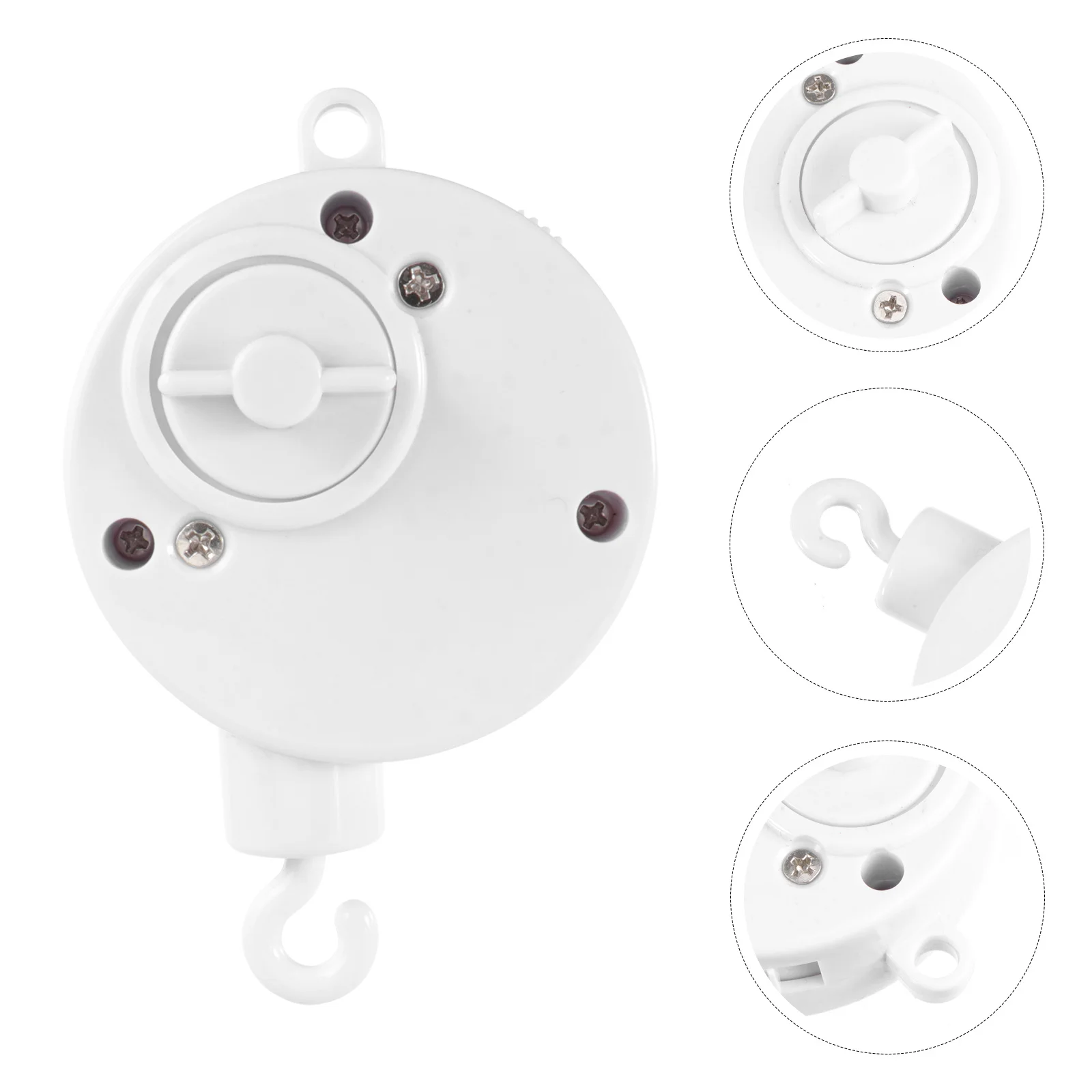 1 pçs bebê branco 8x3.5x3.5cm suporte de plástico gancho rotativo pausa berço desenvolvimento auditivo visual