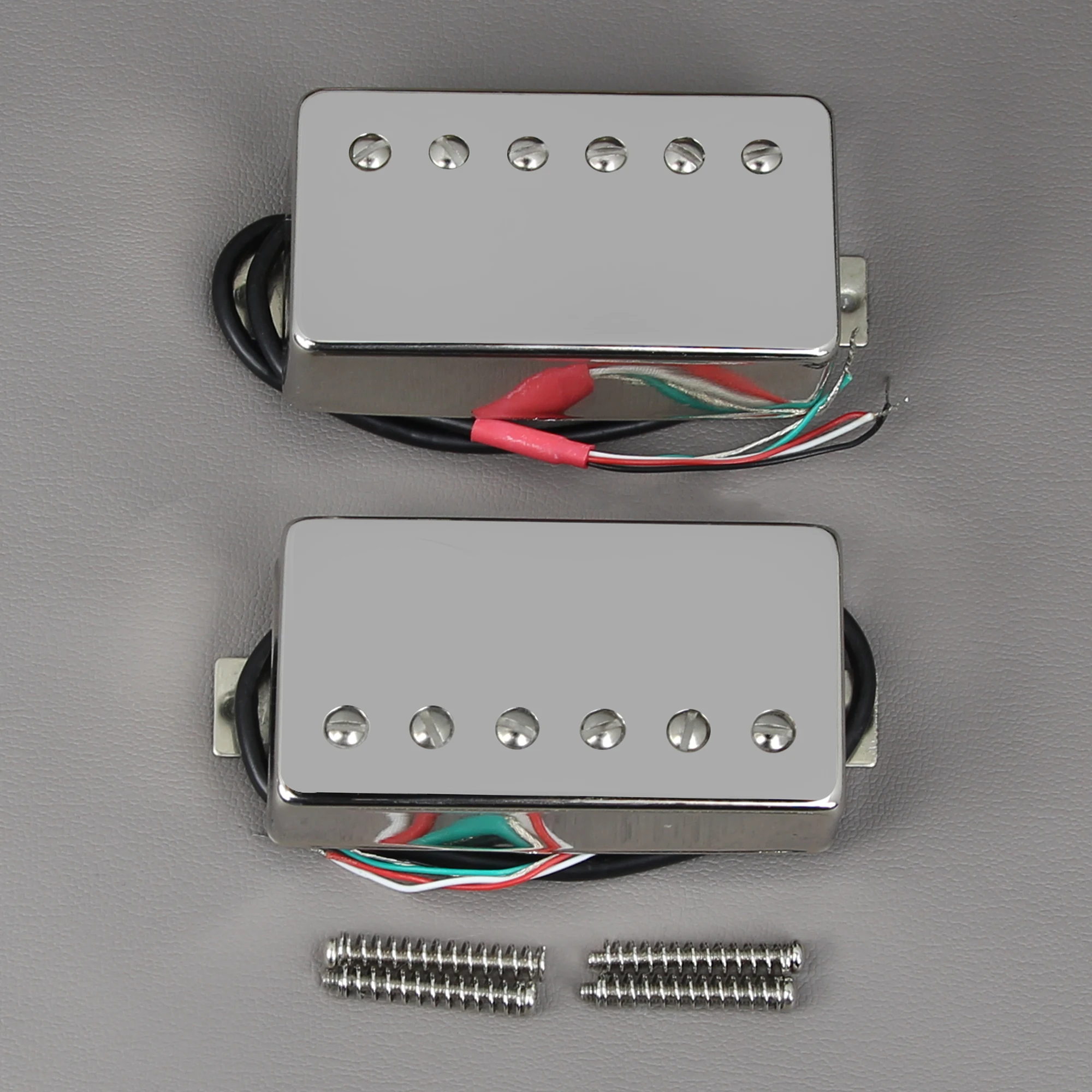 FLEOR Alnico 5 Guitar Humbucker Pickup 4-Wires Neck+Bridge Pickup Set Chrome Fit LP Guitar Parts