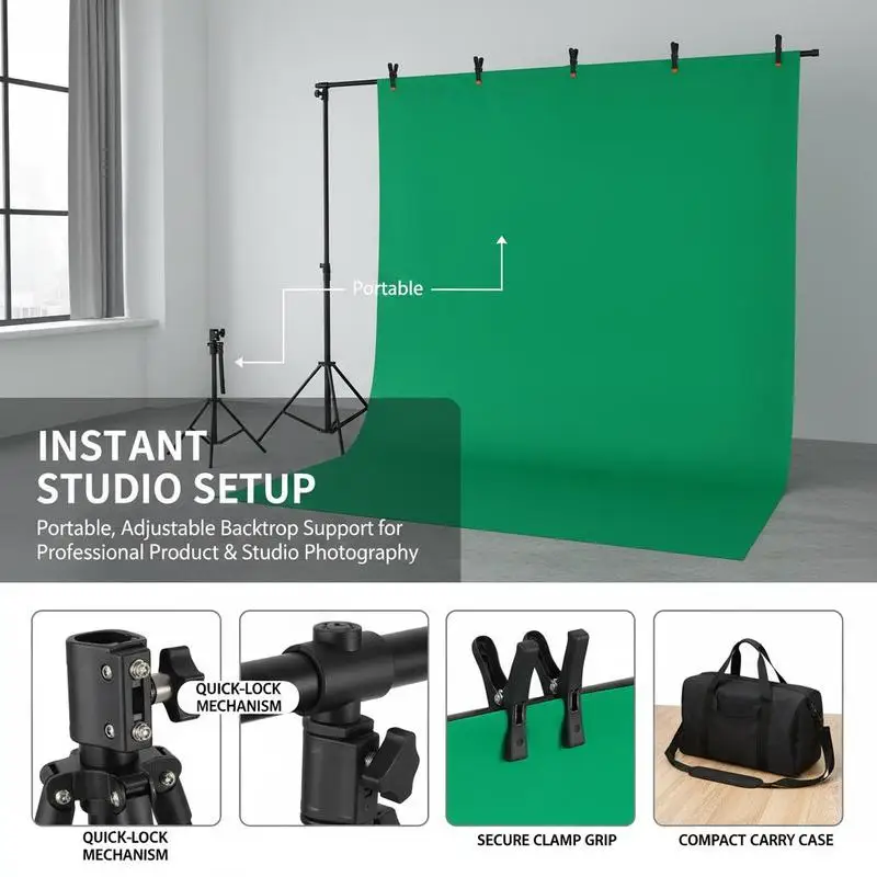 Backdrop Stand, 5 x 6.5 ft Adjustable Photo Backdrop Stand Kit, Portable Background Backdrop Stand with 3 Crossbars, Heavy Duty Projector Screen Stand, for Wedding, Photo Video Studio & Party - view 6