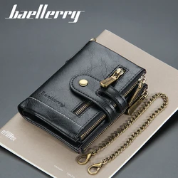 Baellerry Men Wallets Zipper Coin Pocket New Short Men Purse Multi Card Holders Vintage Double Zipper Mens Wallet Cartera