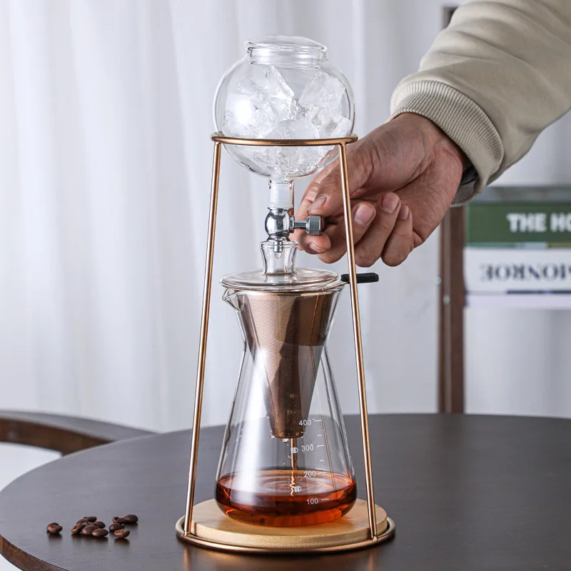 Home Drip Hydraulic Hand Brew Ice Brewer Cold Brew Tea Drip Kettle Ice Drip Coffee Maker Teapot Teapot Holder Set Ice Drip