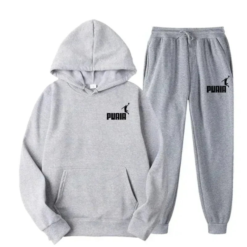 

2026 Spring Autumn and Winter Brand Men's Sweatshirt + Sweatpants Set Autumn and Winter Warm Sportswear Set Men's Hooded Jack