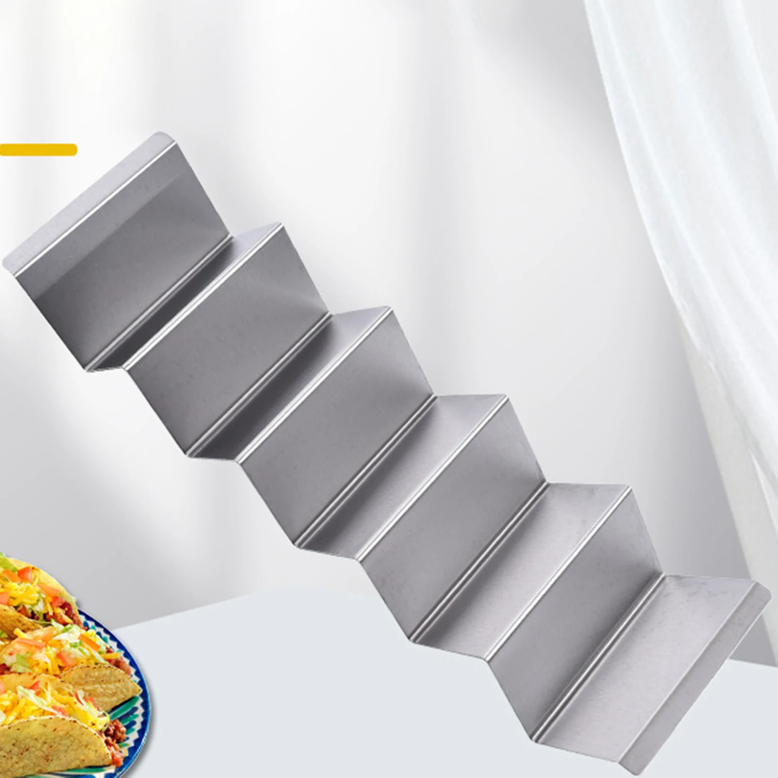 Stainless Steel Taco Rack Practical Shelf Holder Kitchen Gadget Tool Portable Wave Shape Tray Holder for Bakery Cooking Baking