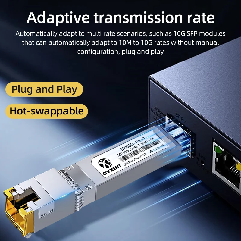 1.25/2.5/5/10G BASE-T SFP Transceiver, Module SFP to RJ45, 10G Copper RJ45 SFP+ Module For Cisco Ubiquiti UniFi Mikrotik Meraki
