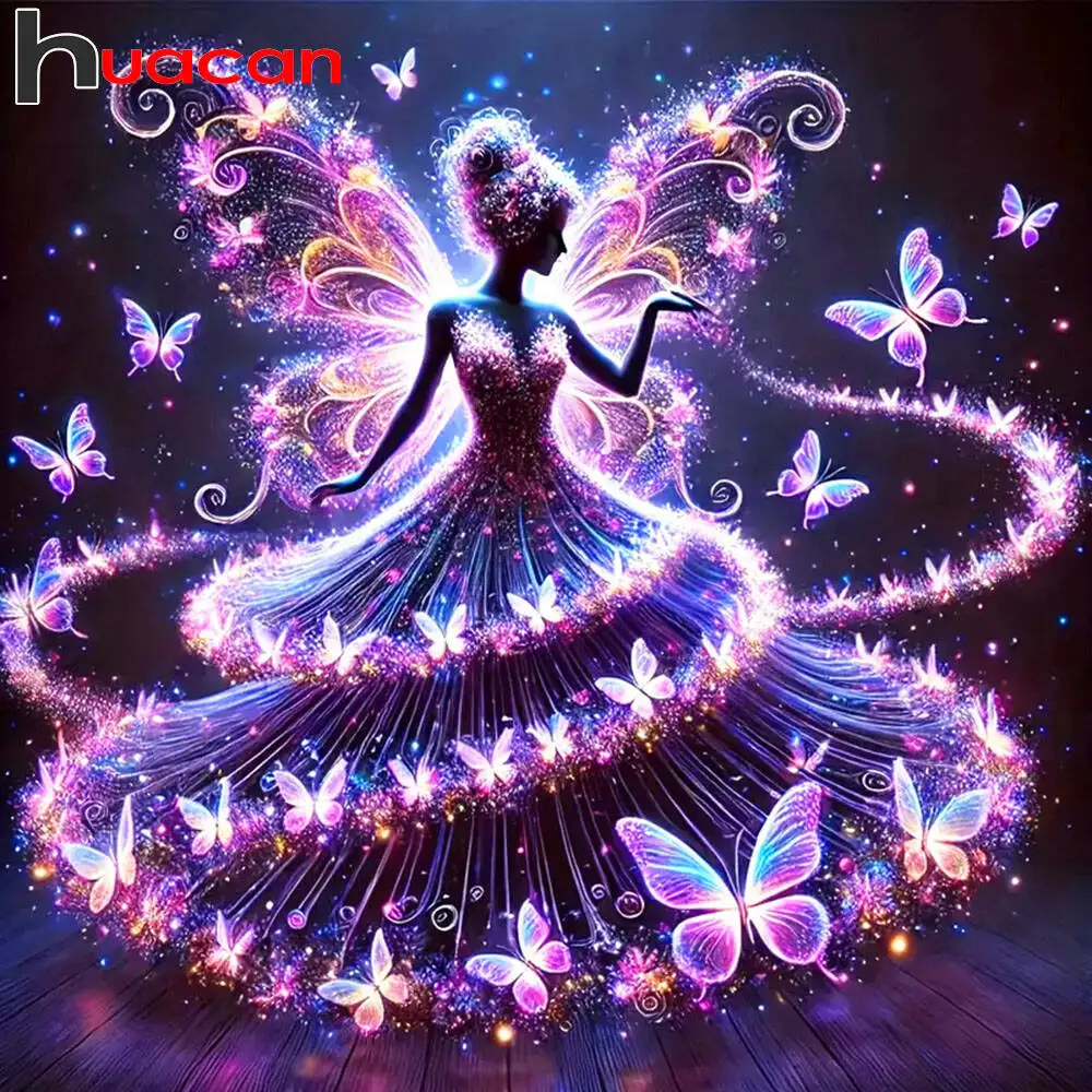 

Huacan 5D алмазная живопись сказочная бабочка DIY Алмазная мозаика портрет полный комплект картины со стразами