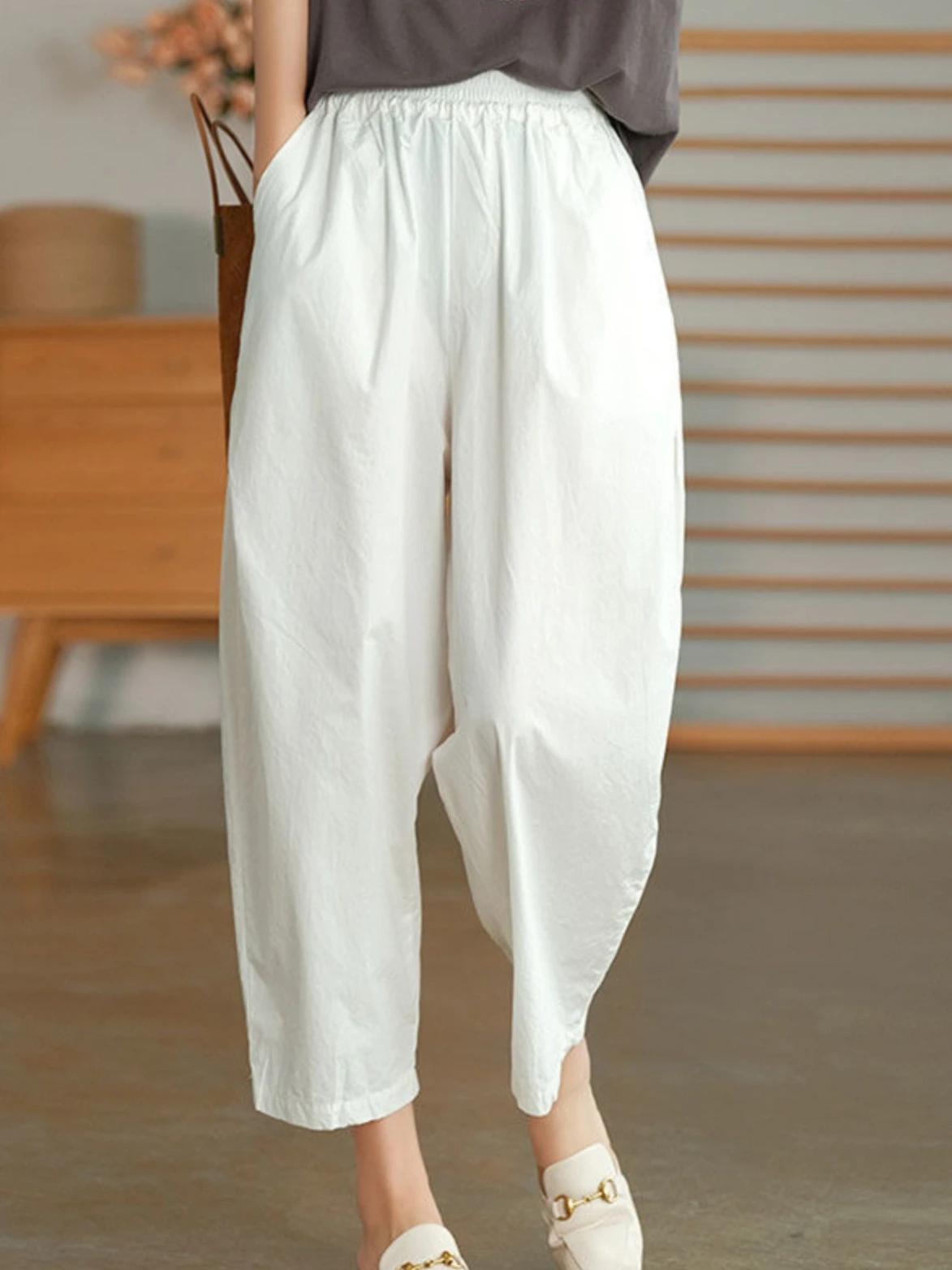 Japanse Sle Casual Broek Vrouwen Zomer Veelzijdige Losse Negen Punten Harlan Broek Wortel Broek Comfortabel Ademend Dun