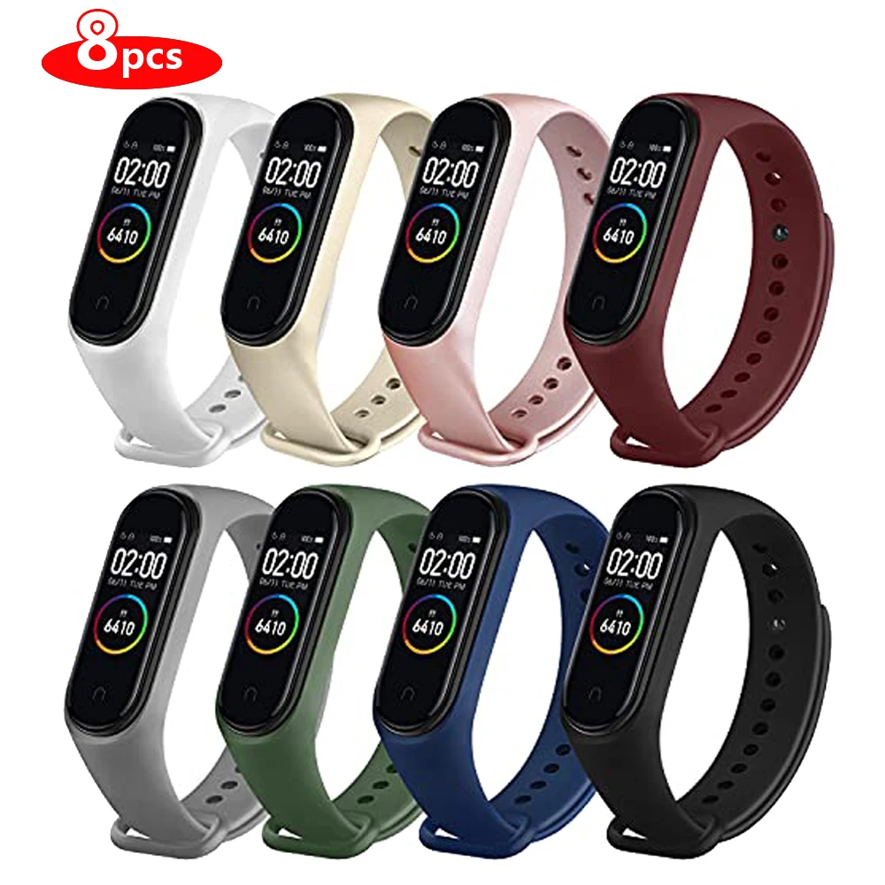 10pcs-8pc/lot Strap Band for Xiaomi Mi Band 6 5 Silicone Wrist Watchband Strap for Mi Band 6 5 mi watch 4 3 Bracelet Accessories