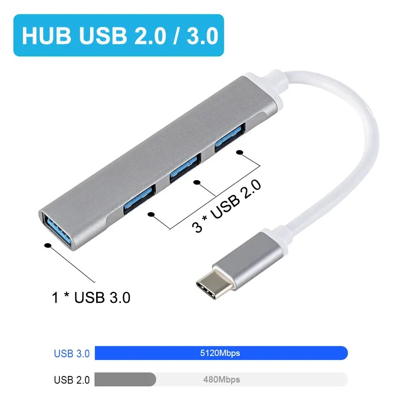 

USB 3.0 Hub USB Hub Dock Type C 3.1 4 Port Multi Splitter Adapter OTG For Xiaomi Huawei Lenovo Macbook Pro USB 3.0 2.0 Ports