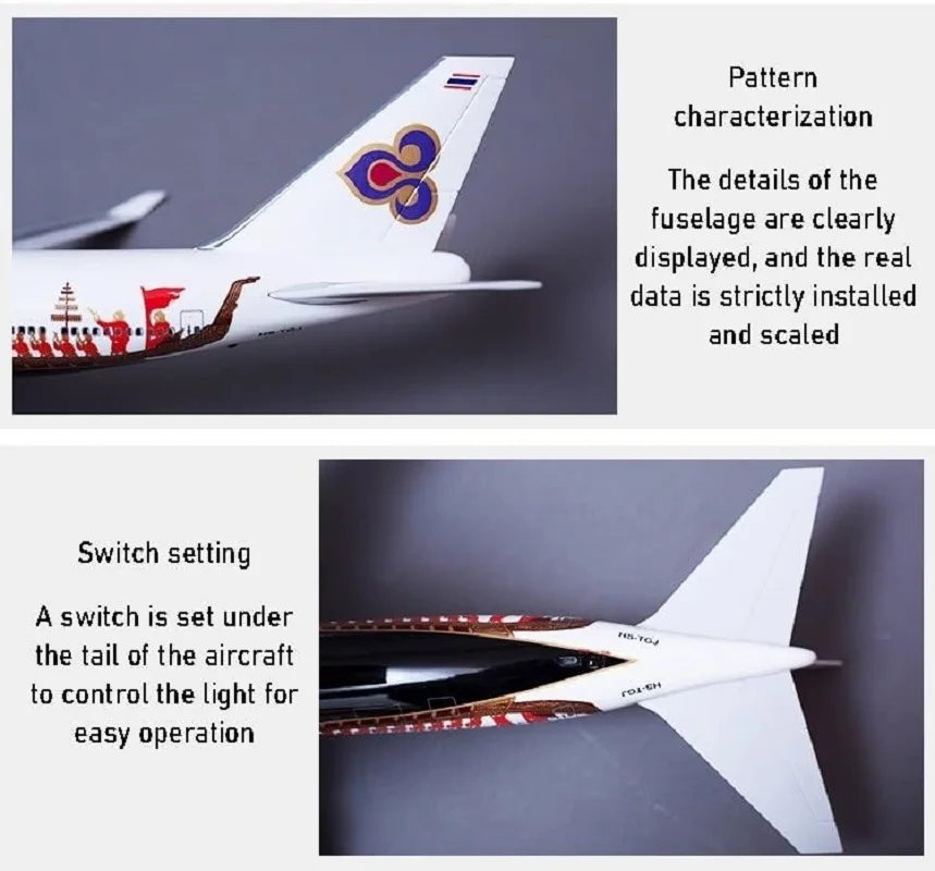 47 سنتيمتر اللعب طائرة مقياس 1:150 التايلاندية قارب التنين الخطوط الجوية B747 طائرة دييكاست البلاستيك نموذج طائرة مع أضواء تجميع هدية الأولاد