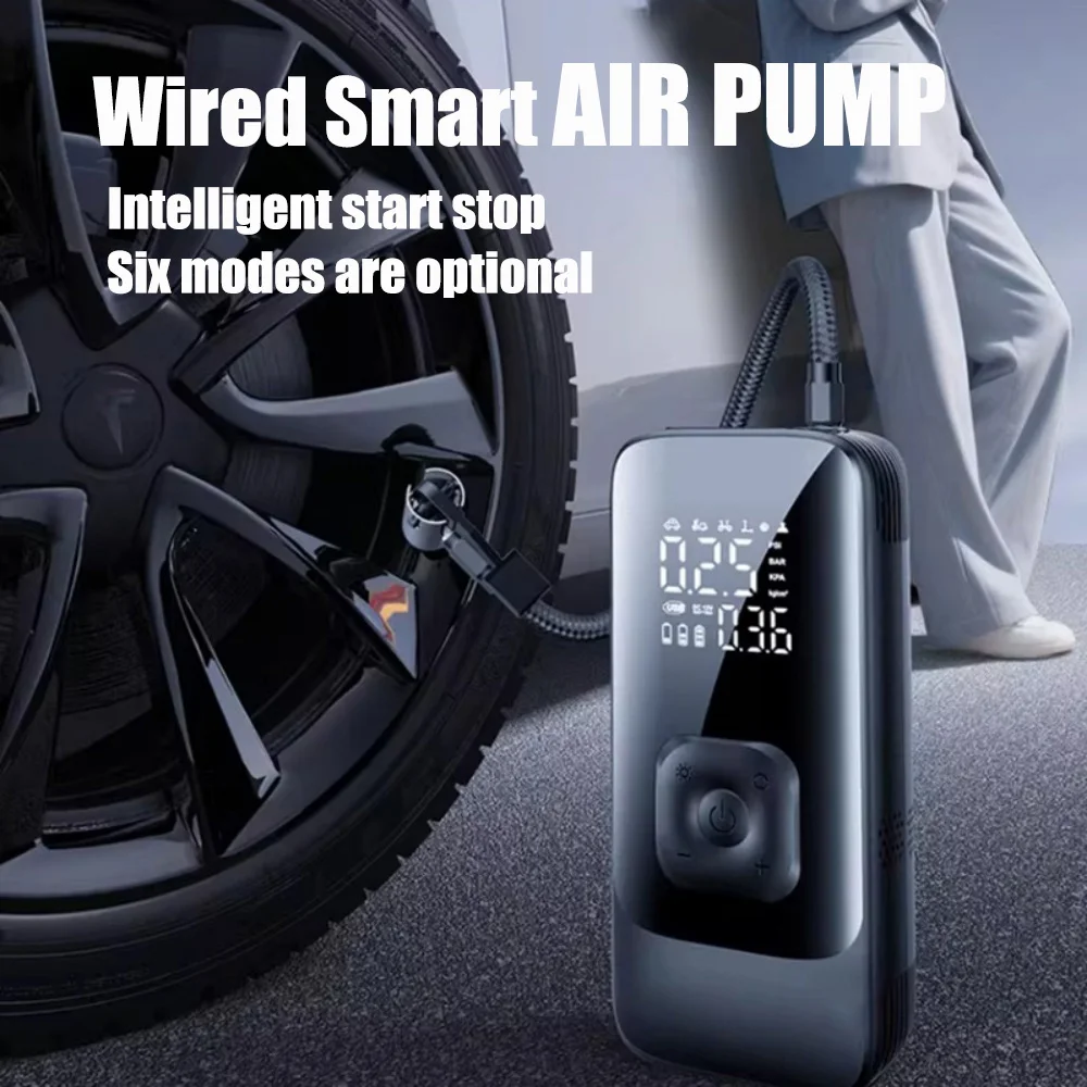 

Автомобильный воздушный насос, проводной электрический воздушный компрессор, насос для накачивания шин, цифровой дисплей, быстрая зарядка, мощный умный автомобильный воздушный насос