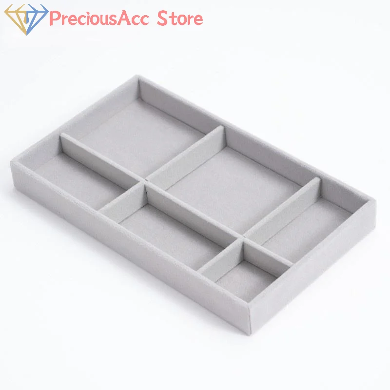 Velvet Jewelry Tray Display Case Portable Earring Necklace Holder Packaging Box Grey Beige Stackable Jewelry Organizer Boxes
