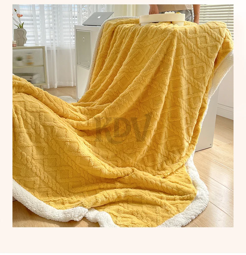 Double Layer Fleece Blanket Autumn Winter Thick Warm Office Nap Throw Blankets for Sofa Bed Single Double Soft Plush Comforter