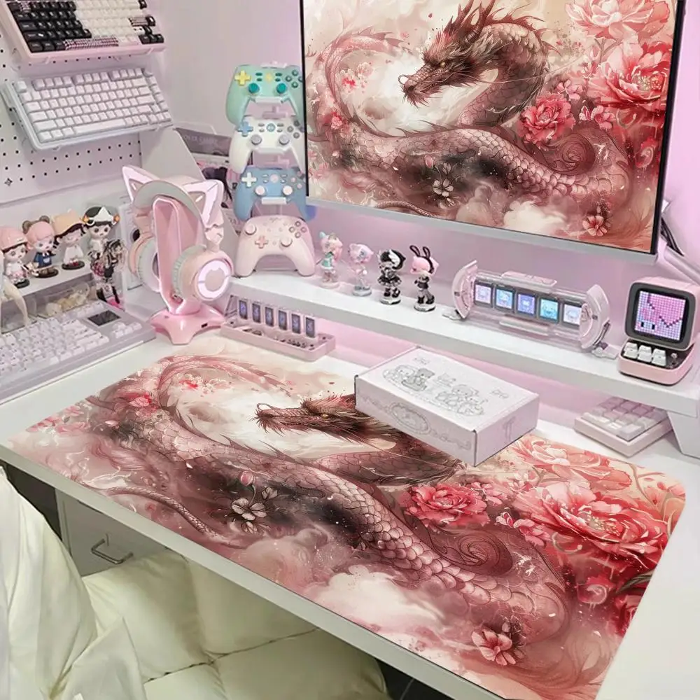 Japanese Art Dragon Mouse Pad hick anti-slip lock edge extra large mouse desk pad