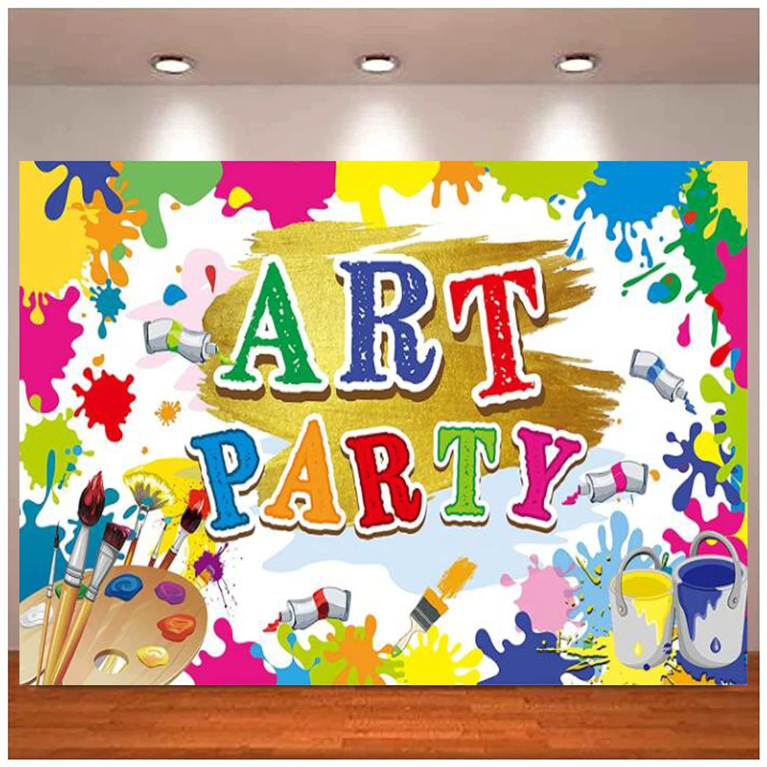 

Photography Backdrop Art-Paint Theme Birthday Party Decorations Supplies Splatter Photo Booth Props For Wall Background Banner