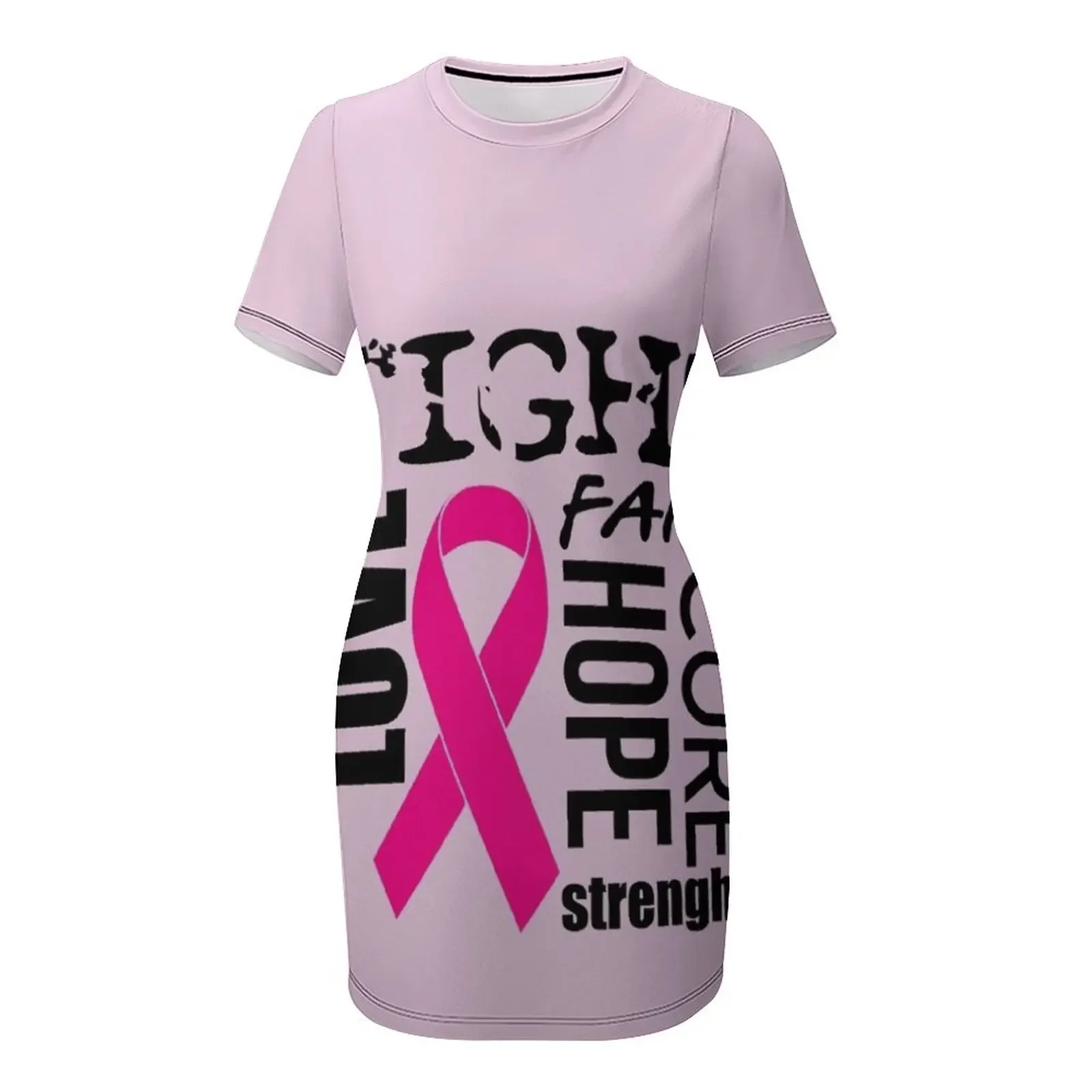 Camiseta motivacional contra câncer de mama vestido de manga curta vestido de verão vestido feminino 2025 vestidos elegantes para mulher