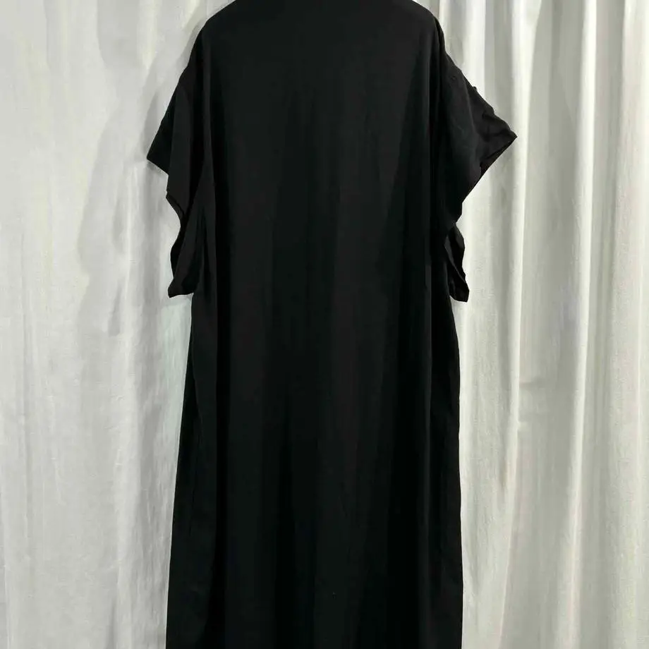 TOP-YAMAMOTO ® Black lapel long-sleeved shirt dress Loose tie stylish dress