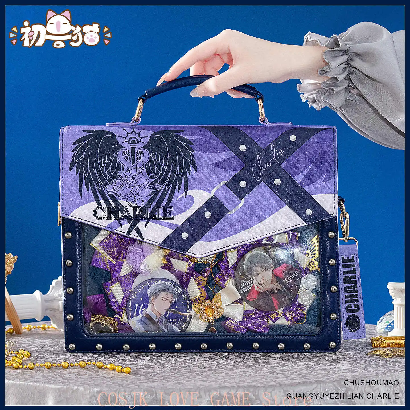 

Sariel Osborn Jesse Evan Charlie Light and Night Anime Cartoon PU Itabag Crossbody Bag Fashion Handbag Shoulder Bag Student Gift