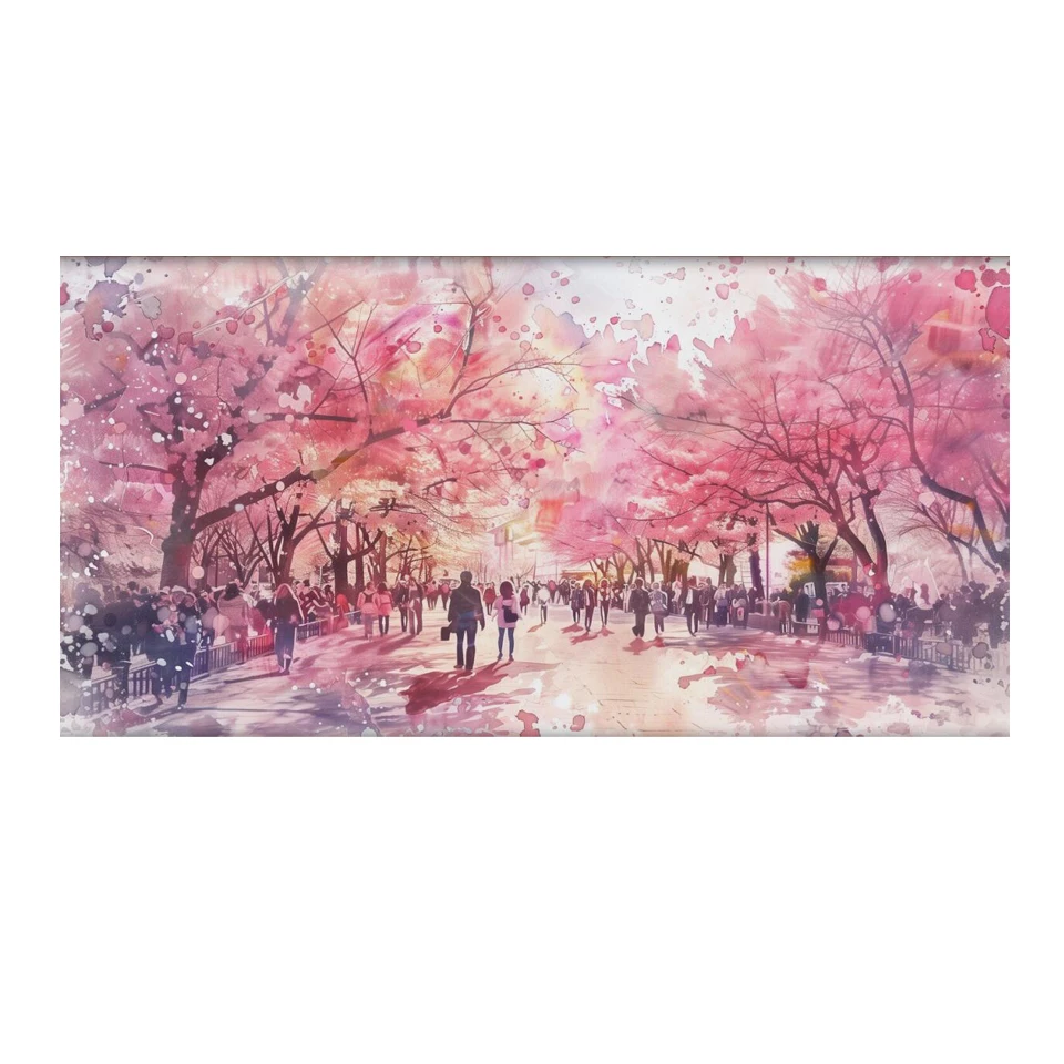 DIY Diamond Painting Large Size Japan Cherry Blossom Street Diamond Cross Stitch Kits Abstract Cherry Blossom,Diamond Mosaic