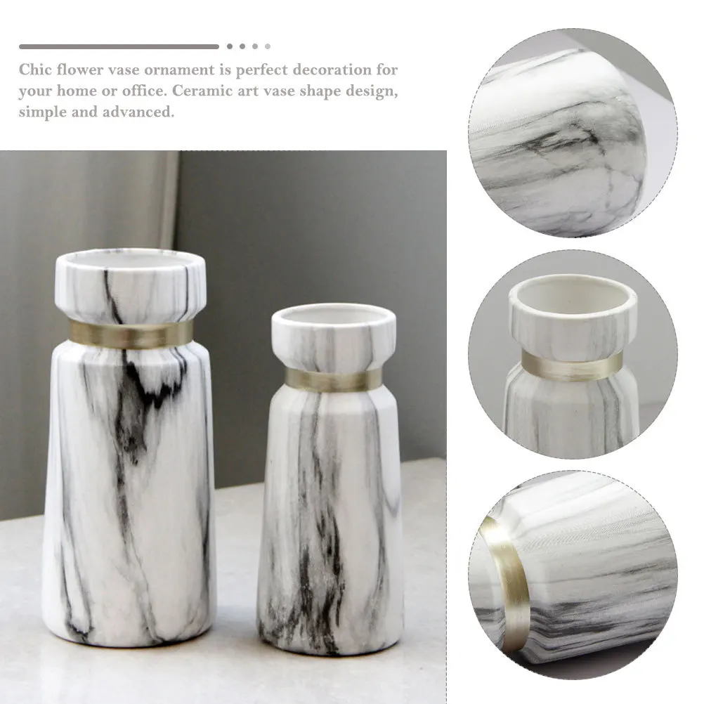 

Ceramic Vase with Marble Pattern Stylish Round Edge Finish Easy to Clean Desktop Dried Flower Display Minimalist Home Decor