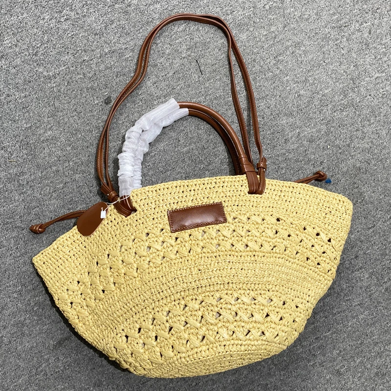 

Bohemian Beach Straw Tote Bags For Women Luxury Designer Handbags Purses 2026 New In Raffia With Inner Pocket Underarm Shoulder