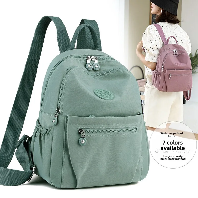 Lightweight Nylon Backpack for Women, Multi-Pocket Nylon Tote Bag, Waterproof Casual Daypack for Travel, Commute & Everyday Use