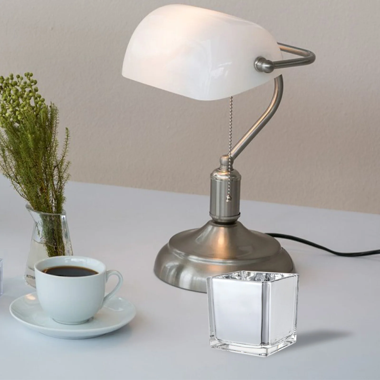 

1Pcs Mirror Glass Candlestick Square Glass Candleholder for Home Party Decoration Luxury Stand with Electroplating Finish