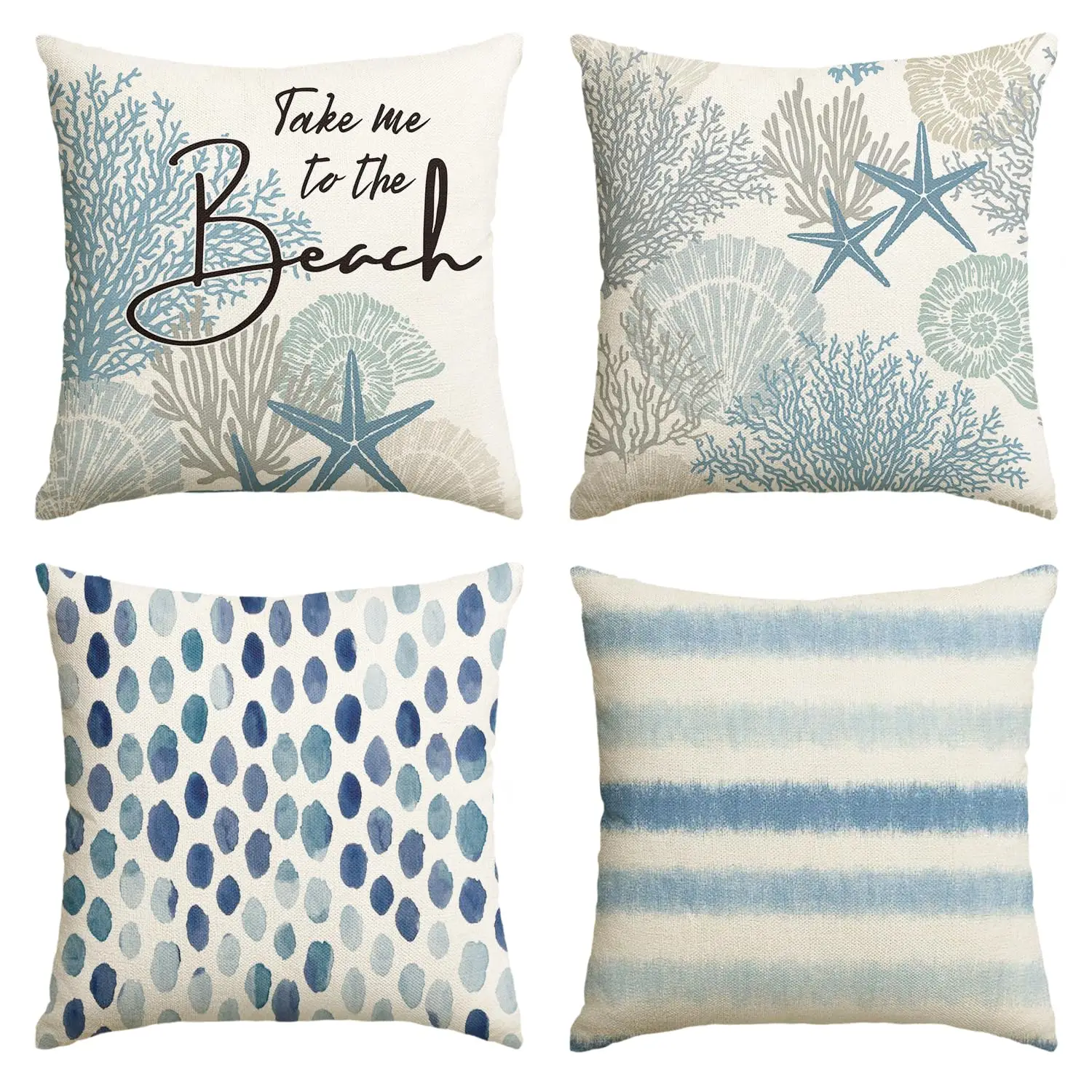 1-teiliger Sommer-Kissenbezug „Take Me To The Beach“. | Blue Ocean Starfish Kissenbezug, doppelseitiges Sofa-Dekor-Zubehör mit flachem Druck