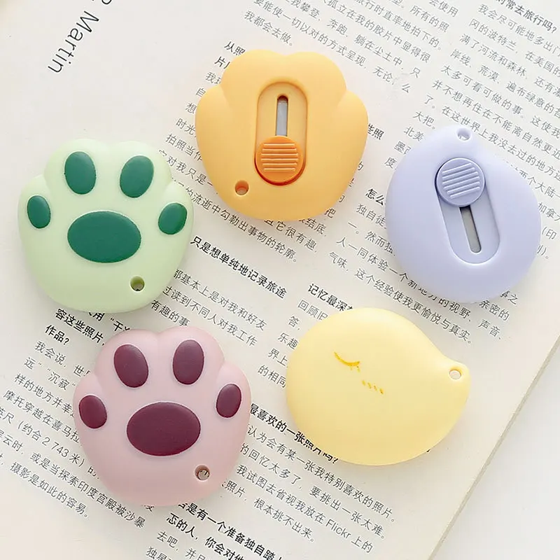 1pc Kawaii Cute Cartoon Cat Claw Utility Knife Mini Retractable Paper Cutter Utility Knives Express Box School Home Supplies